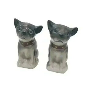 Vintage Dog Puppy Salt & Pepper Set Ceramic Japan 1950s House Gift Dog Lover